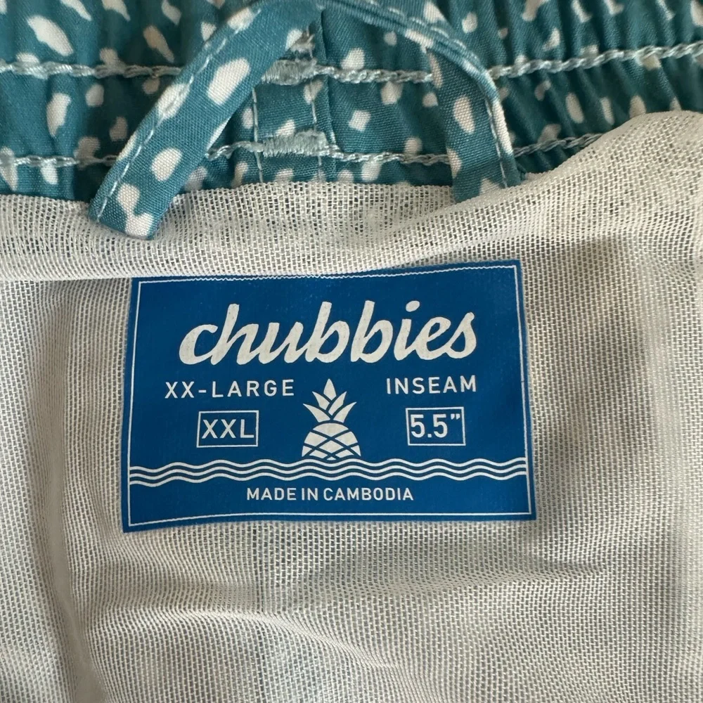 Chubbies Mens Swim Trunks Classic XXL The Whale Sharks Blue‎ Board Shorts Beach